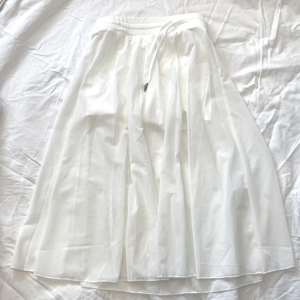 Mesh off white midi skirt with underline spandex shorts